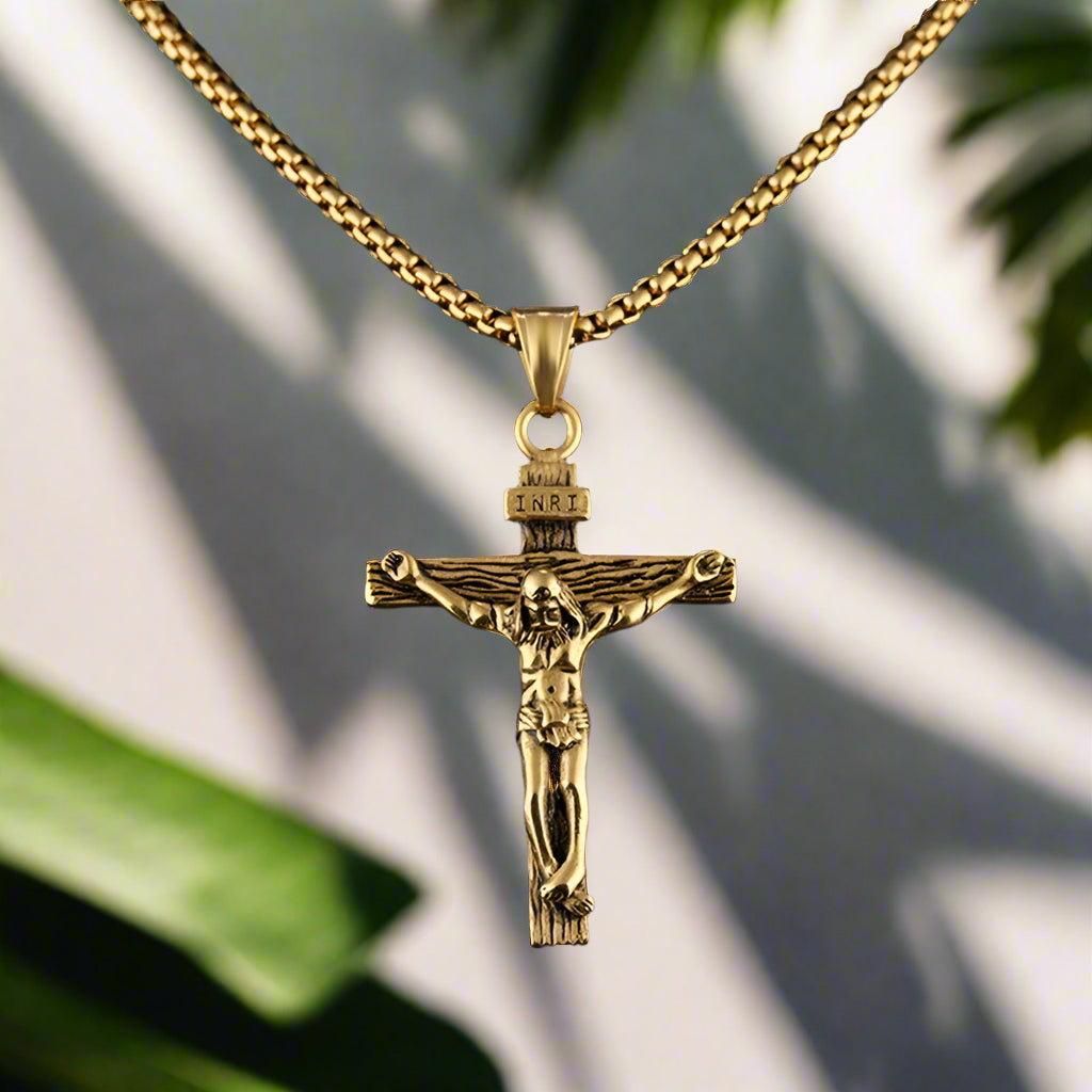 Gold & Silver Crucifix Pendant Necklace – A Timeless Symbol of Faith