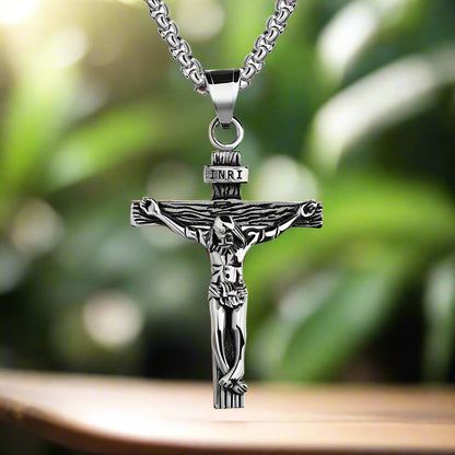 Gold & Silver Crucifix Pendant Necklace – A Timeless Symbol of Faith