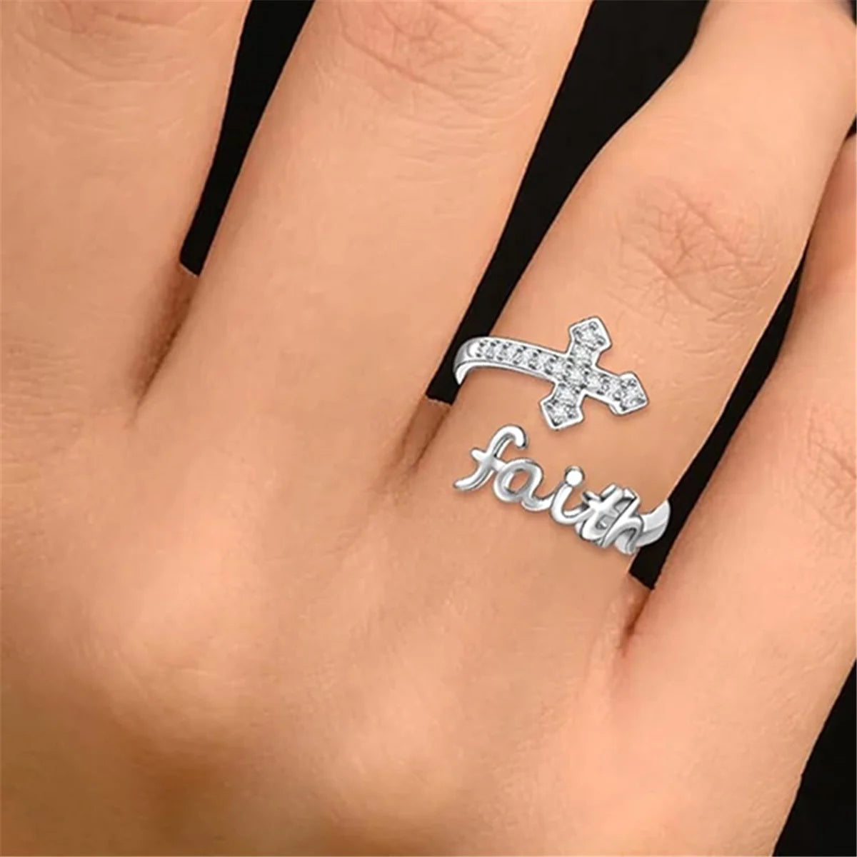 Crystal Cross Faith Wrap Ring