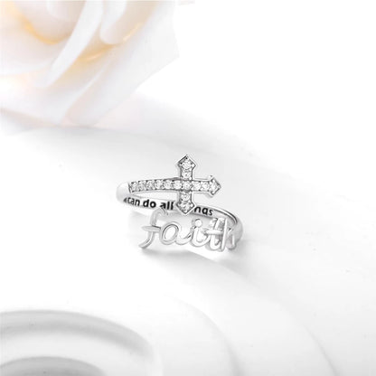 Crystal Cross Faith Wrap Ring