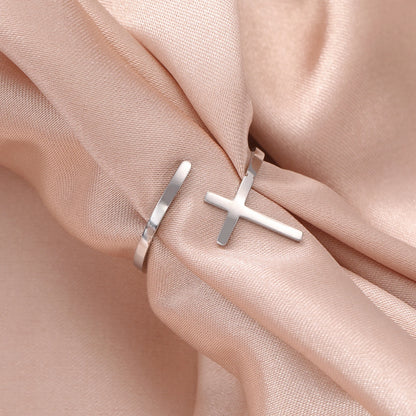 Minimalist Cross Ring – Adjustable & Elegant Christian Jewelry