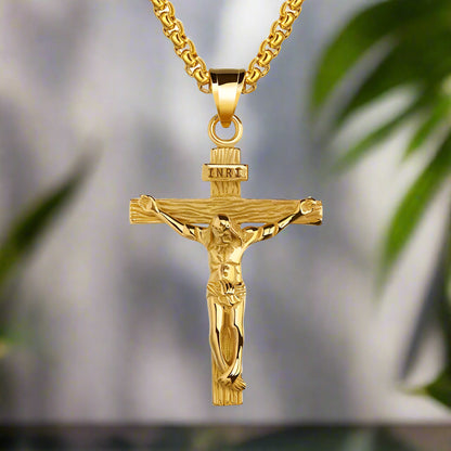 Gold & Silver Crucifix Pendant Necklace – A Timeless Symbol of Faith