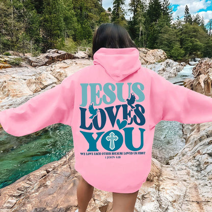 Jesus Loves You Oversized Hoodie – 1 John 4:19