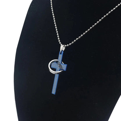 Lord's Prayer Ring Cross Necklace