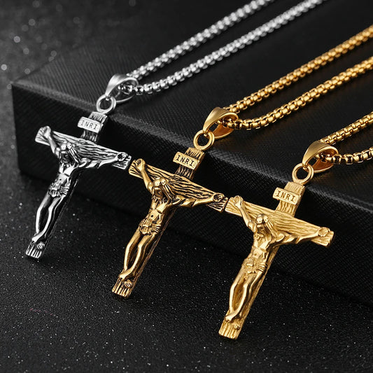 Gold & Silver Crucifix Pendant Necklace – A Timeless Symbol of Faith