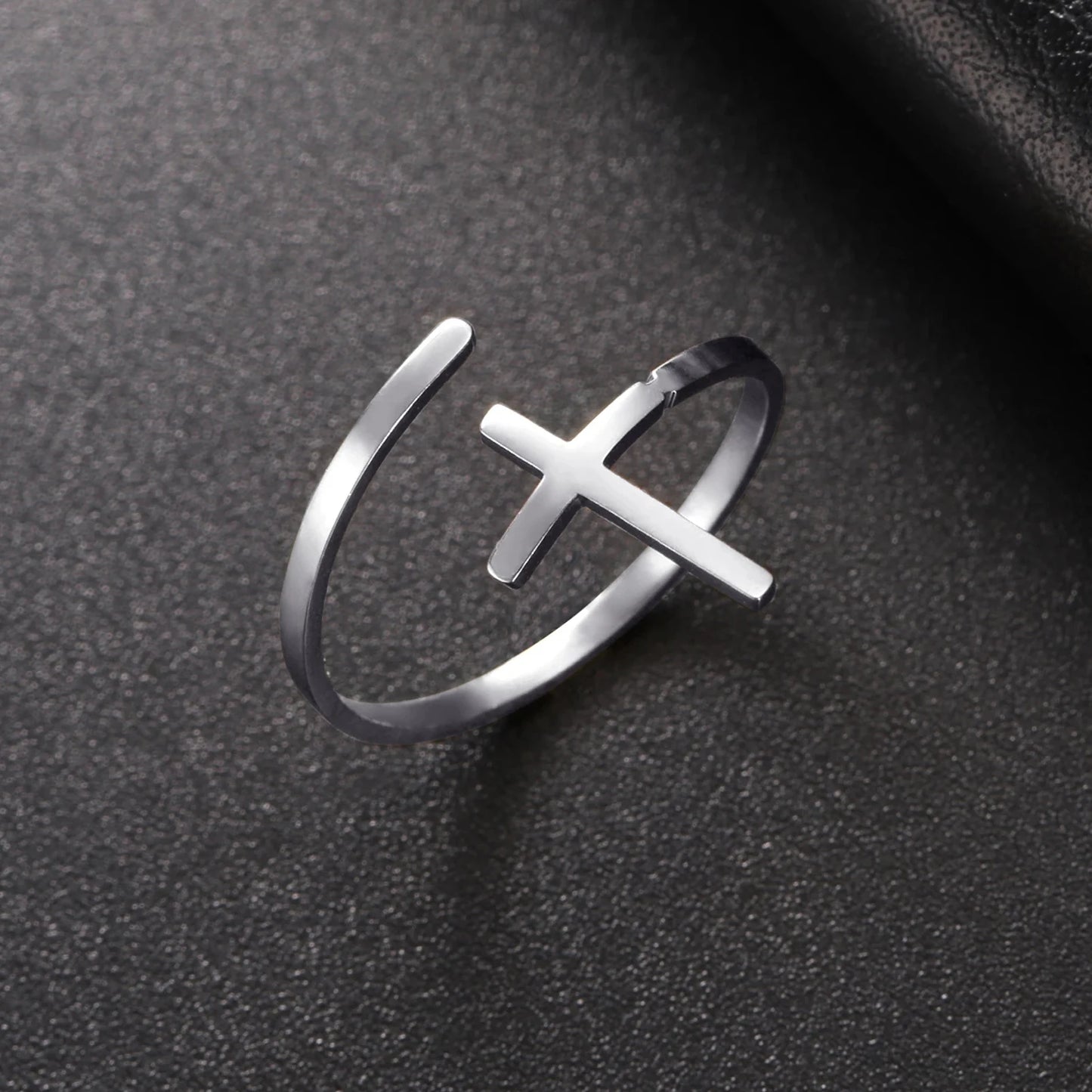 Minimalist Cross Ring – Adjustable & Elegant Christian Jewelry