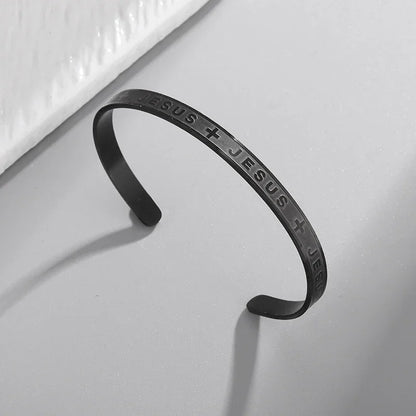 Jesus Engraved Gold & Silver Bangle Bracelet – Faith Jewelry
