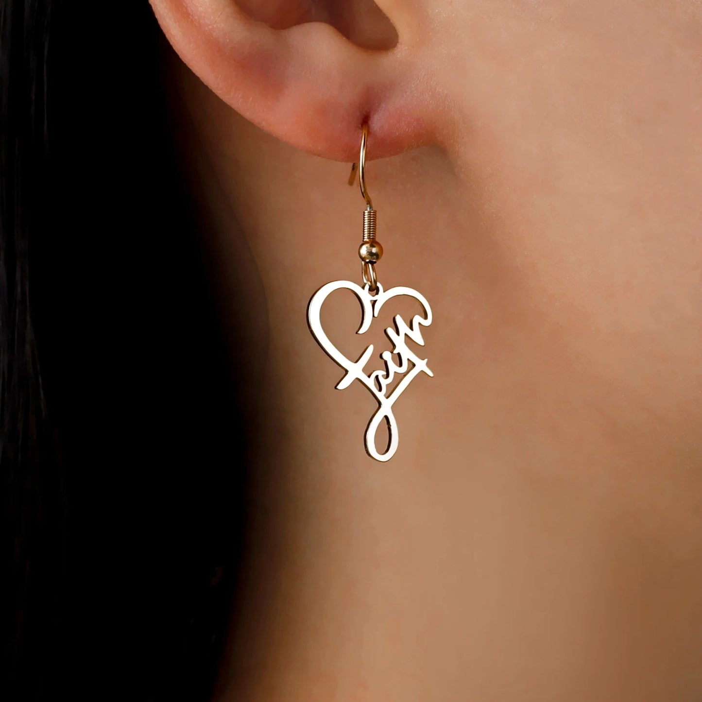 Faith Heart Earrings – Elegant & Inspirational Jewelry