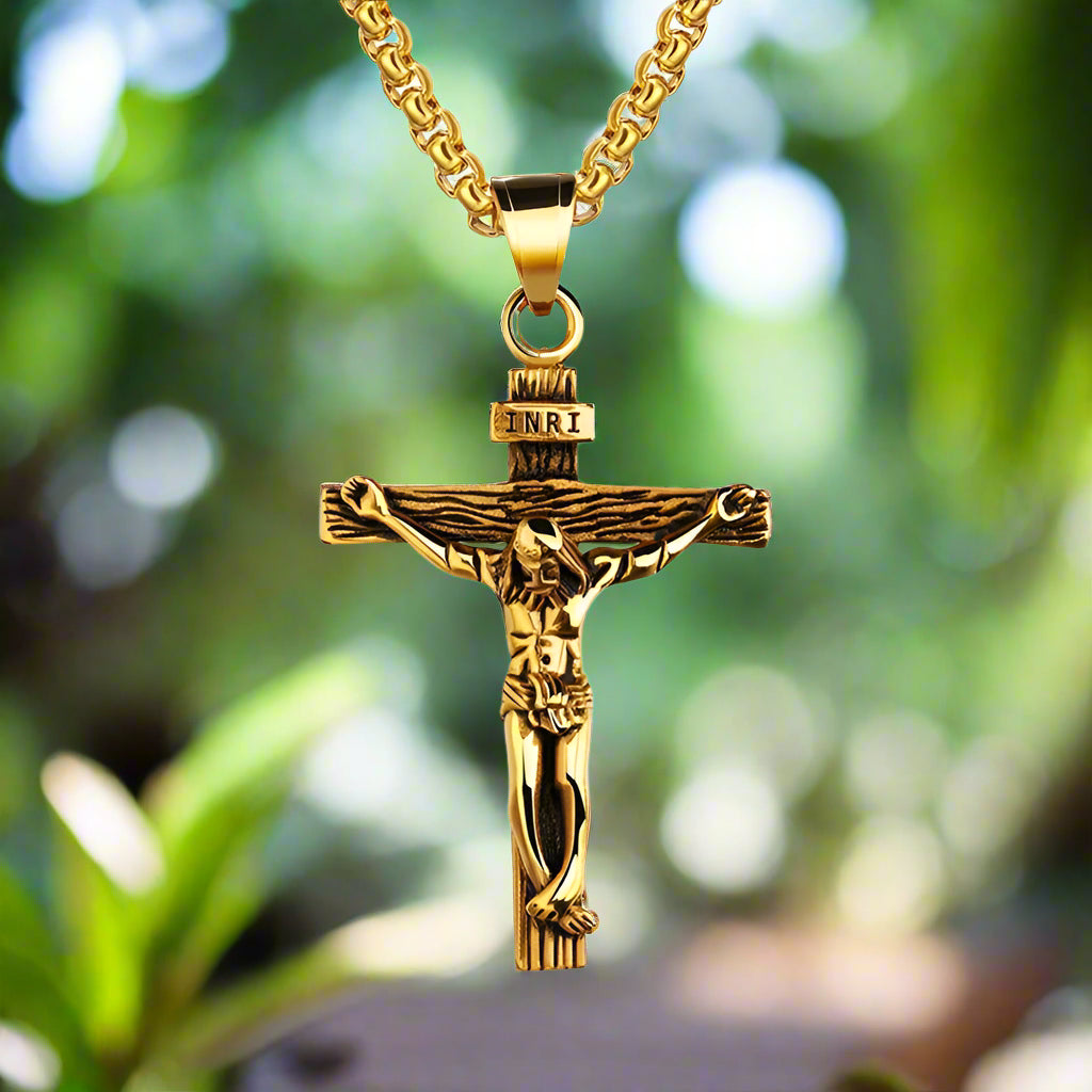 Gold & Silver Crucifix Pendant Necklace – A Timeless Symbol of Faith