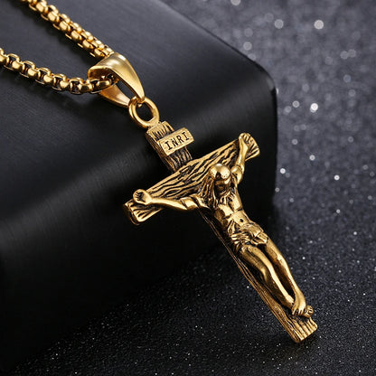 Gold & Silver Crucifix Pendant Necklace – A Timeless Symbol of Faith