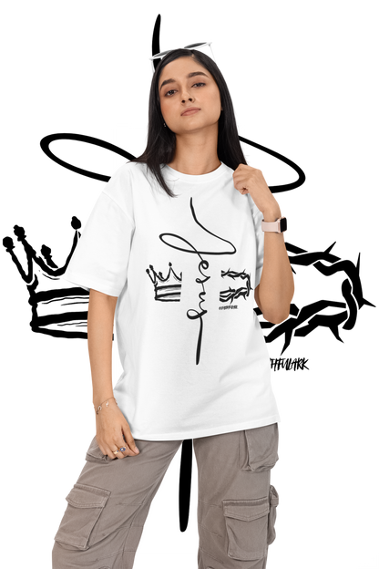 Oversized Jesus Crown Hoodie – Faithful Comfort